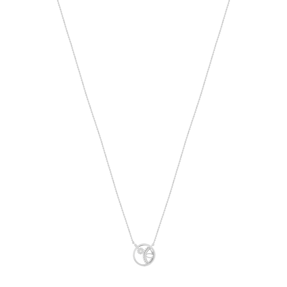 Collier Vesontio or blanc 750, diamants total 5/100e de carat. Longueur 45 cm. - vue 2