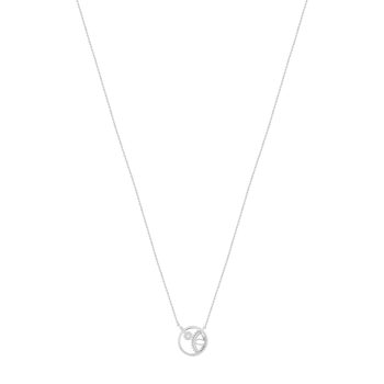 Collier Vesontio or blanc 750, diamants total 5/100e de carat. Longueur 45 cm.