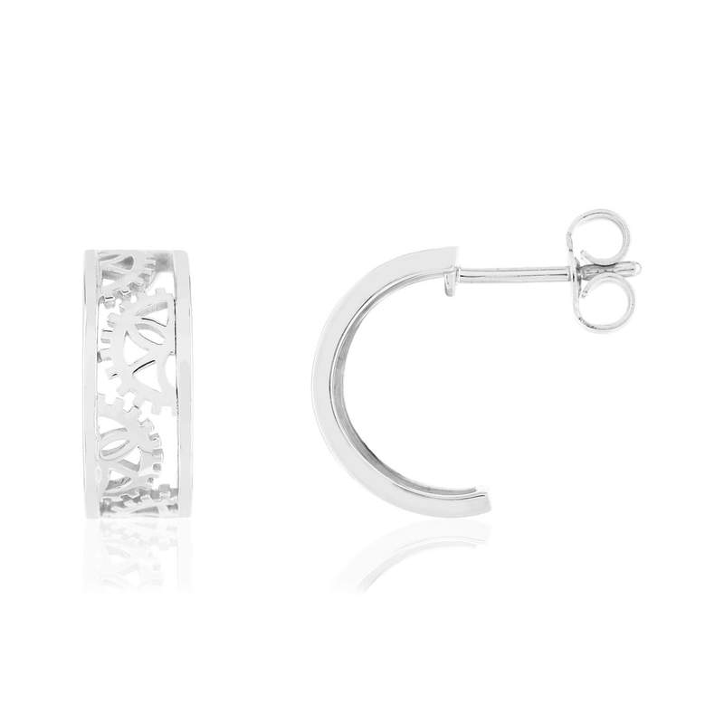 Boucles d'oreilles Vesontio or blanc 750. - vue 1
