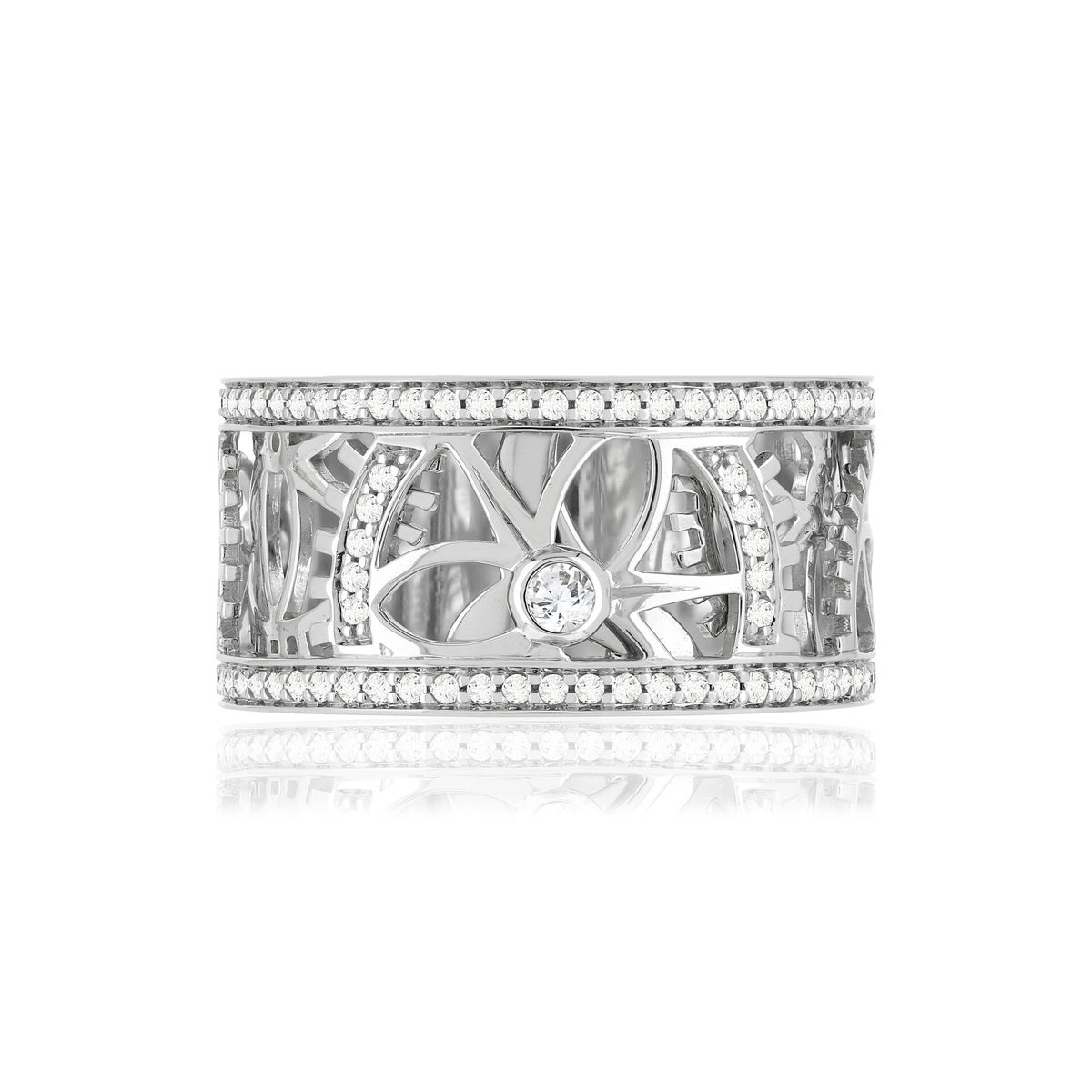 Vesontio-ring in 750 witgoud, totaal 4/100 karaat diamanten. - afbeelding 3