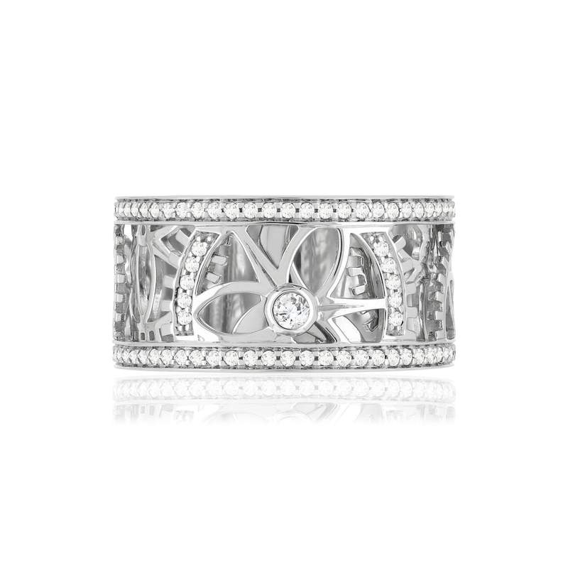 Bague Vesontio or blanc 750, diamants total 4/100e de carat. - vue 3