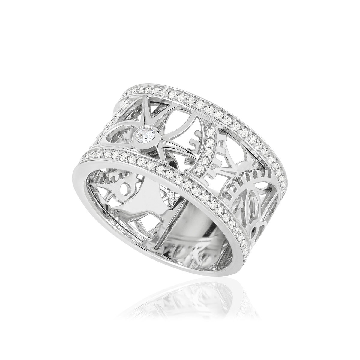 Vesontio-ring in 750 witgoud, totaal 4/100 karaat diamanten. - afbeelding D1