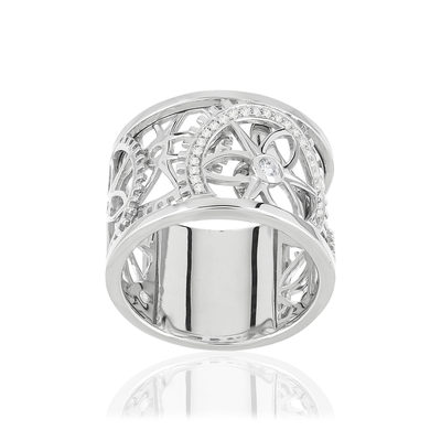Bague Vesontio or blanc 750, diamants total 12/100e de carat. - vue 1