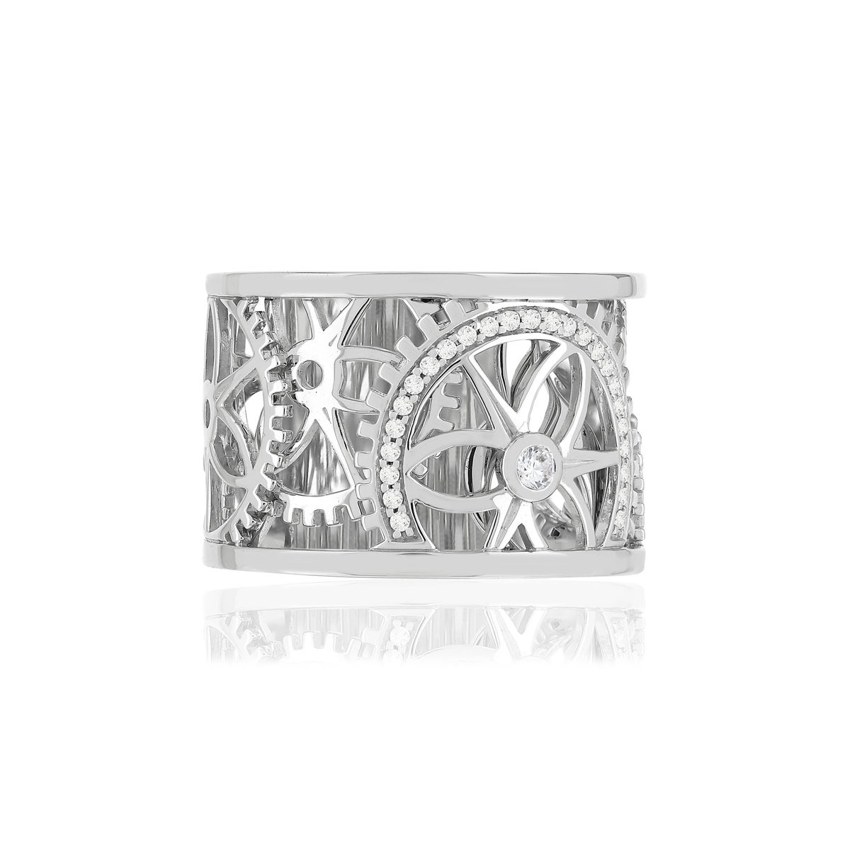 Bague Vesontio or blanc 750, diamants total 12/100e de carat. - vue 3