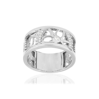 Bague or blanc 750, diamants total 6/100e de carat. - vue 1