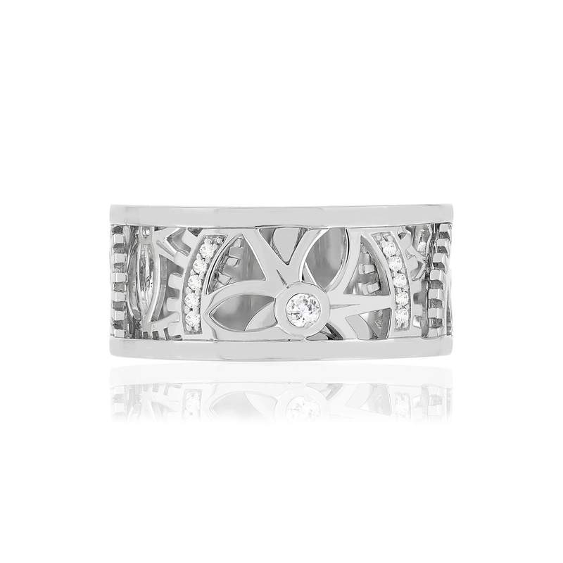 Bague or blanc 750, diamants total 6/100e de carat. - vue 3