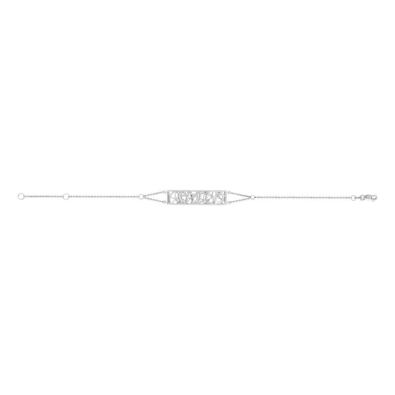Bracelet Vesontio or blanc 750, diamants total 4/100e de carat. Longueur 18 cm. - vue 1