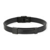 Bracelet acier noir cuir noir 21 cm - vue V1