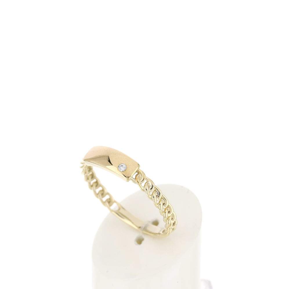 Bague or jaune 375, 1 diamant. - vue 4