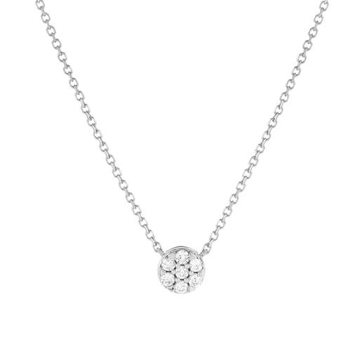 Collier or blanc 750, diamants total 15/100e de carat. Longueur 42 cm.