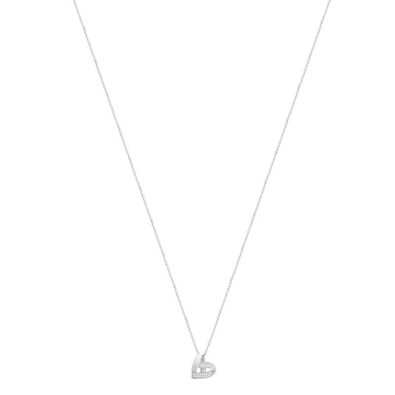 Collier or blanc 750 diamants coeur42 cm - vue 2