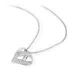 Collier or blanc 750 diamants coeur42 cm - vue 4