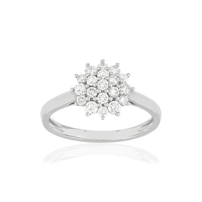 Bague or blanc 750, diamants total 50/100e de carat. - vue 1