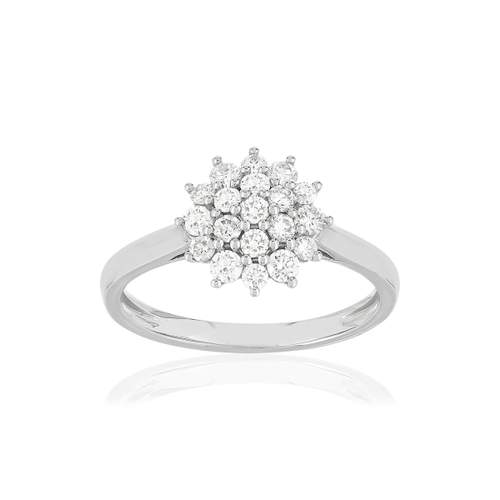 Bague or blanc 750, diamants total 50/100e de carat.