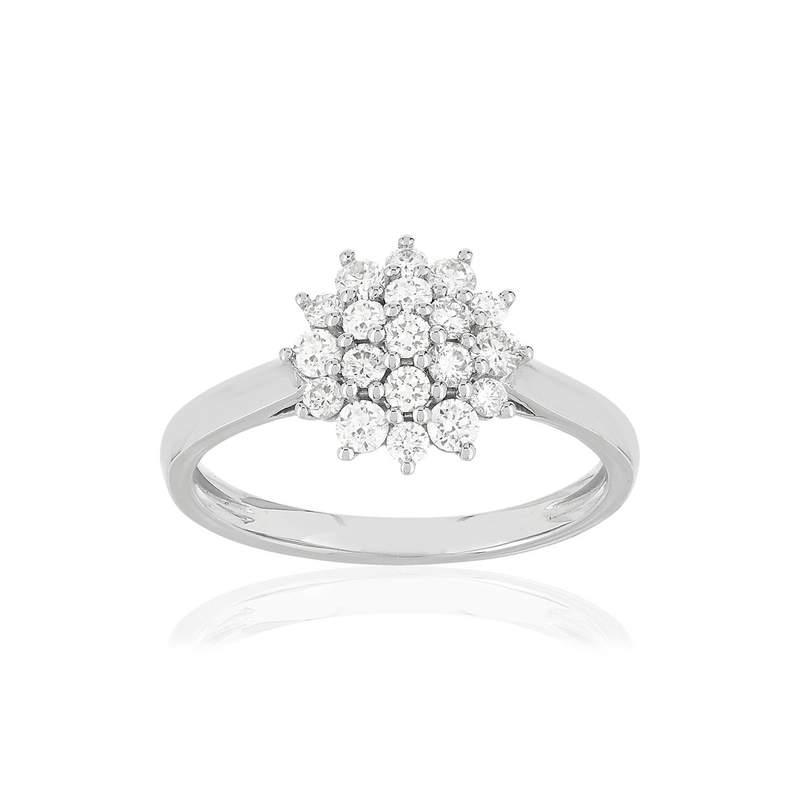 Bague or blanc 750, diamants total 50/100e de carat. - vue 1