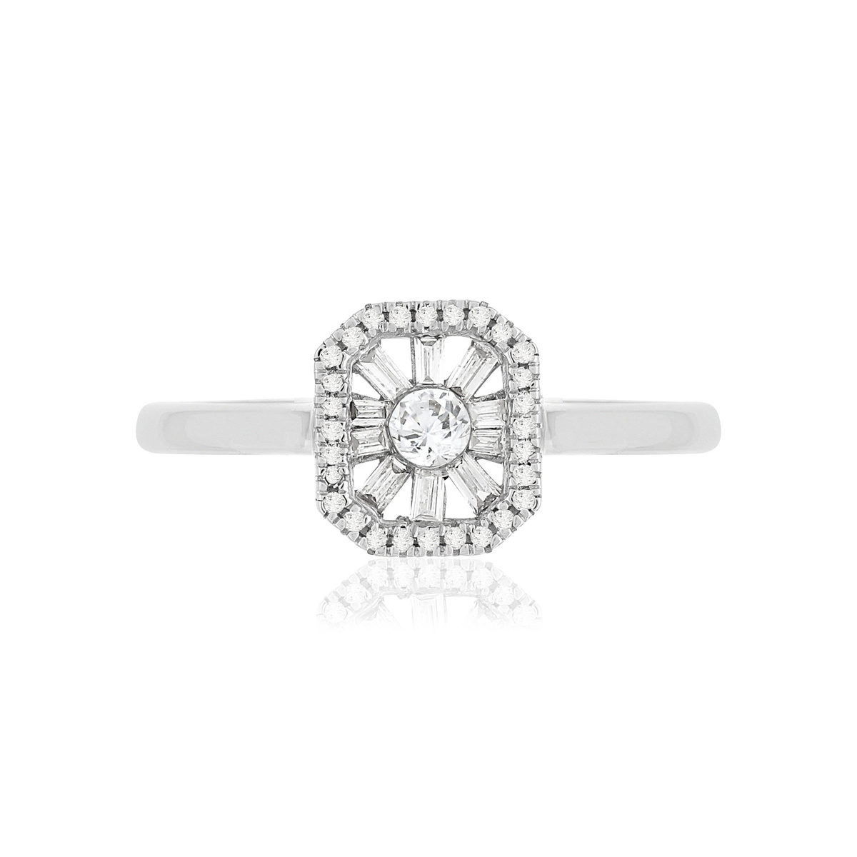 Bague or blanc 750, diamants total 21/100e de carat. - vue 3