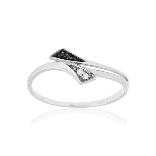Bague or blanc 375 diamants noirs traités et diamants blancs