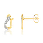 Boucles d'oreilles or 375 2 tons, diamants. Motif serpent. - vue 1