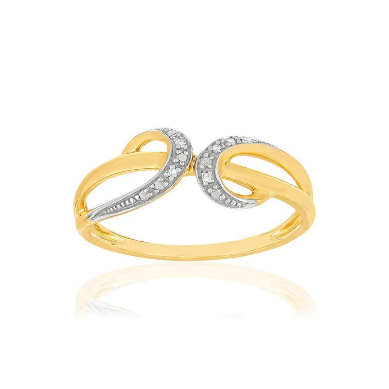 Bague or jaune 375 2 tons, diamants. - vue 1