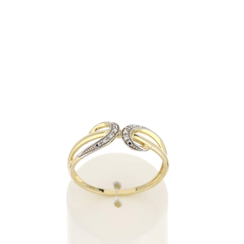 Bague or jaune 375 2 tons, diamants. - vue 1