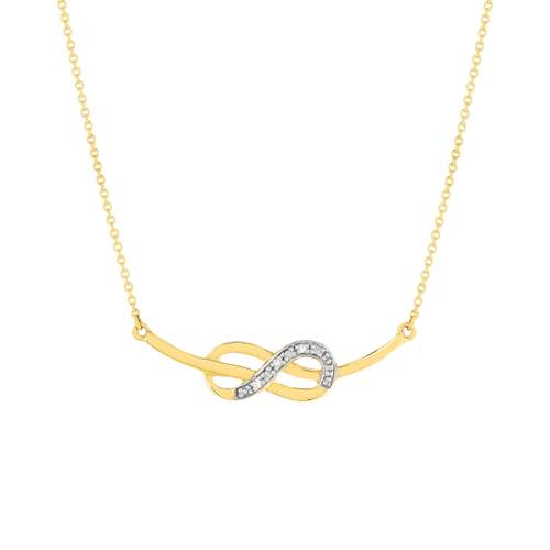 Collier or jaune 375 2 tons diamants infini 45 cm