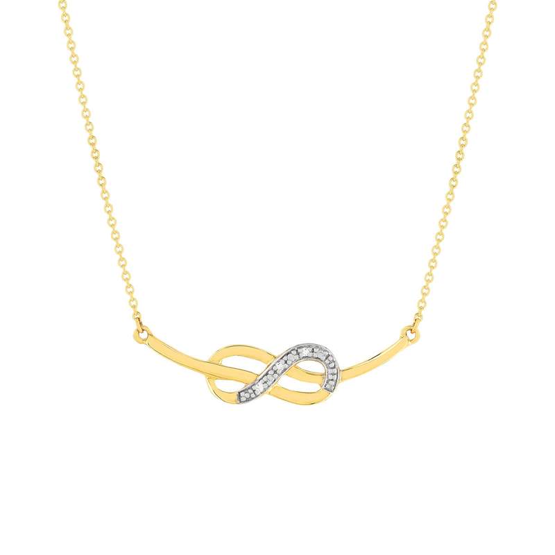 Collier or jaune 375 2 tons diamants infini 45 cm - vue 1