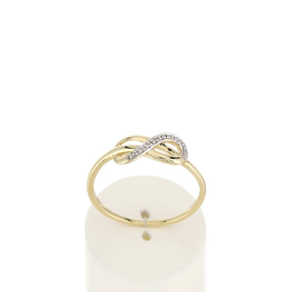 Bague or 375 2 tons, diamants. Motif infini. - vue 1
