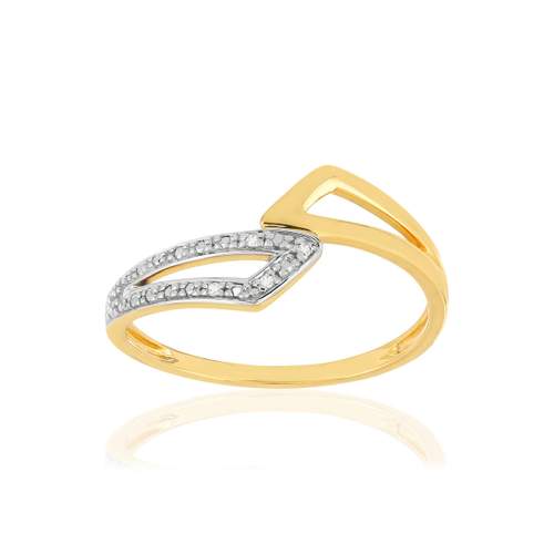 Ring in 2-kleurig 375 goud met diamanten.