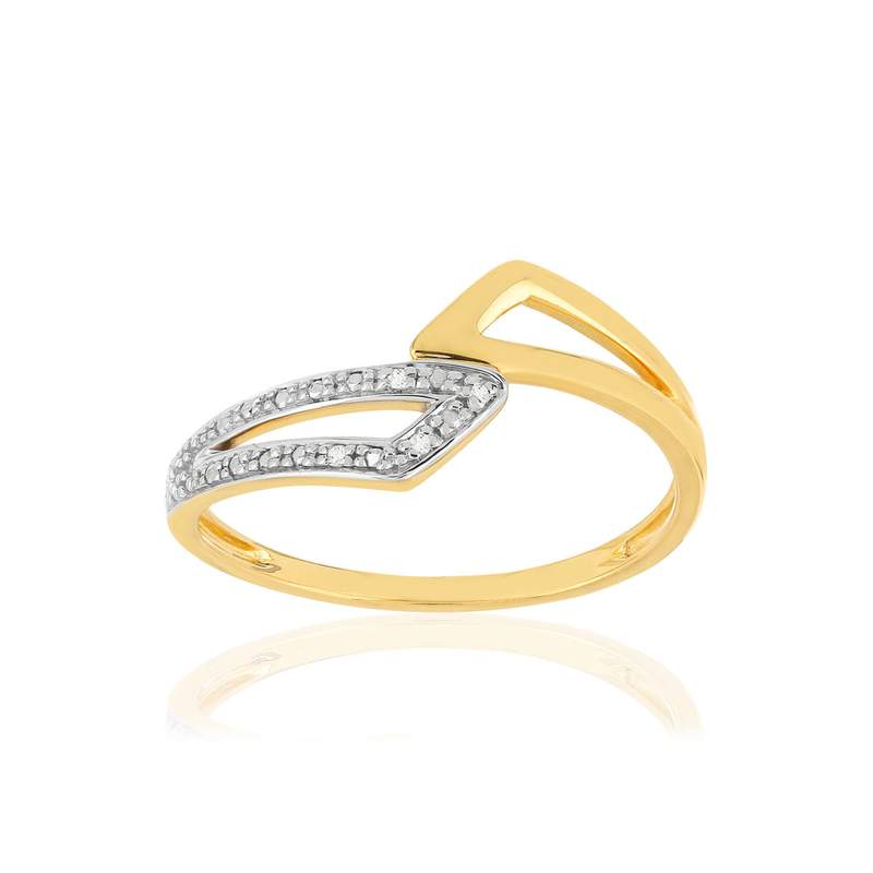 Bague or 375 2 tons, diamants. - vue 1
