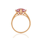 Bague or rose 750, 1 topaze rose traitée de 5 carats. - vue 2