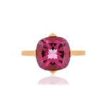 Bague or rose 750, 1 topaze rose traitée de 5 carats. - vue 3