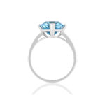 Bague or blanc 750, 1 topaze bleue traitée 5 carats. - vue 2