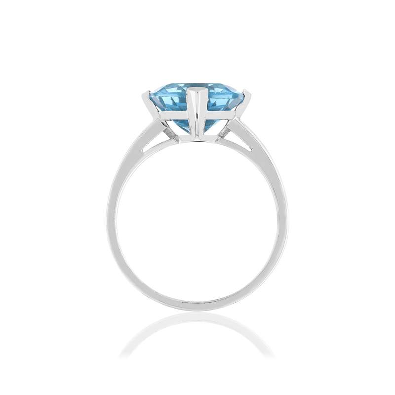 Bague or blanc 750, 1 topaze bleue traitée 5 carats. - vue 2