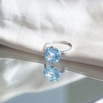 Bague or blanc 750, 1 topaze bleue traitée 5 carats. - vue D3
