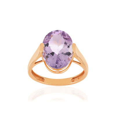 Bague or rose 750, 1 améthyste de 5,40 carats. - vue 1