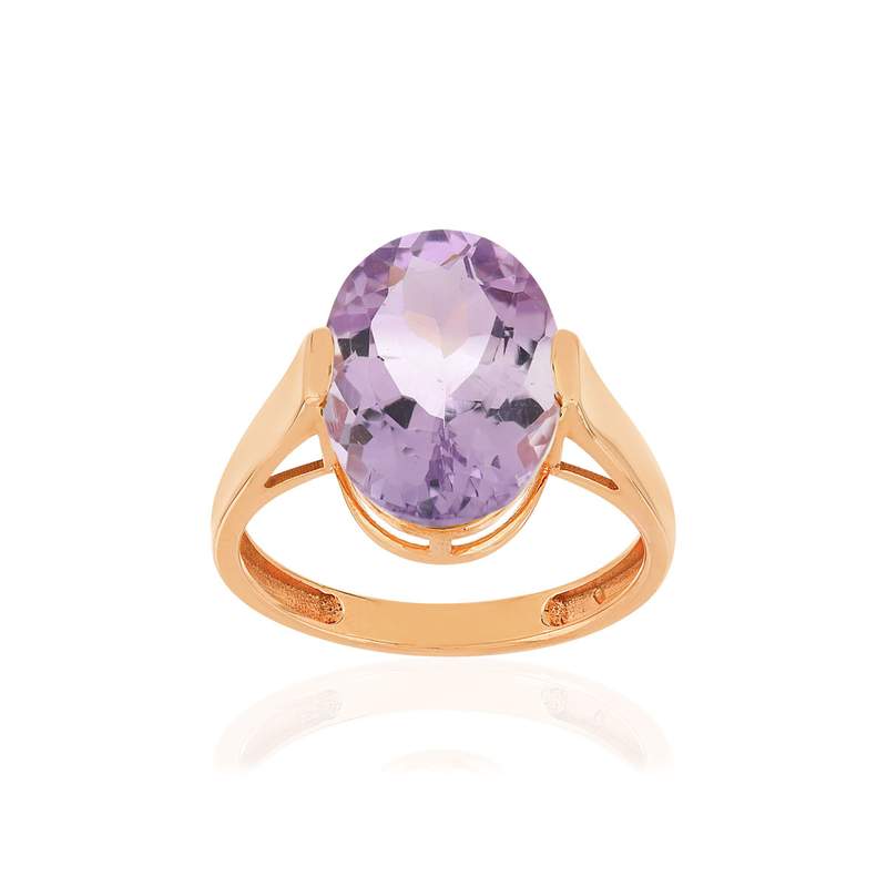 Bague or rose 750, 1 améthyste de 5,40 carats. - vue 1