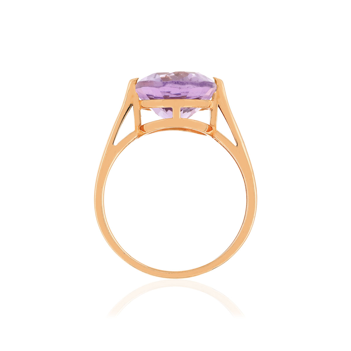 Bague or rose 750, 1 améthyste de 5,40 carats. - vue 2