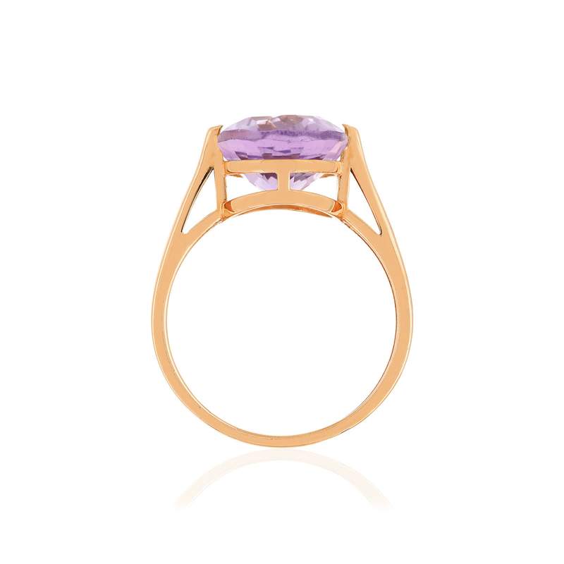 Bague or rose 750, 1 améthyste de 5,40 carats. - vue 2