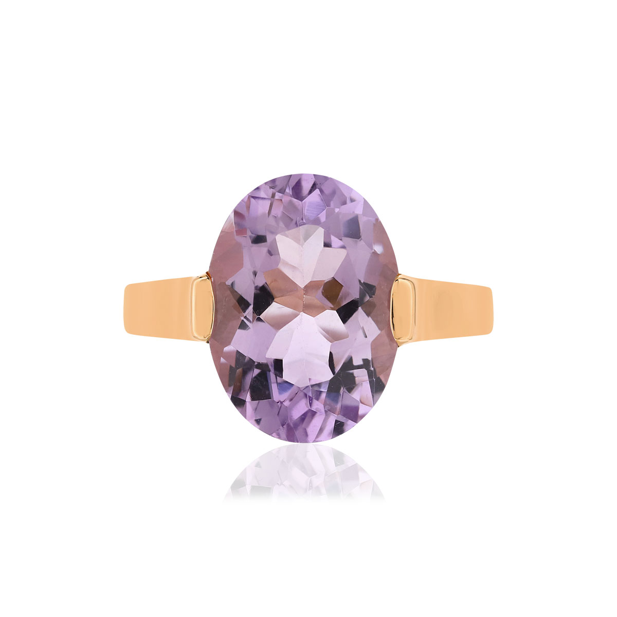Bague or rose 750, 1 améthyste de 5,40 carats. - vue 3