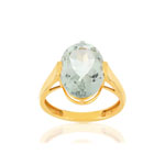 Bague or jaune 750, 1 quartz vert ovale de 5,40 carats. - vue 1