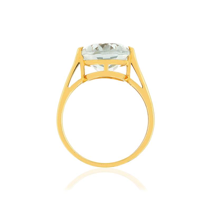 Bague or jaune 750, 1 quartz vert ovale de 5,40 carats. - vue 2