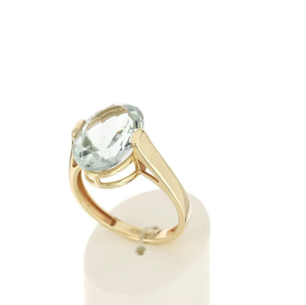 Bague or jaune 750, 1 quartz vert ovale de 5,40 carats. - vue 3