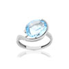 Bague or blanc 750, 1 topaze bleue traitée de 5,25 carats. - vue V1