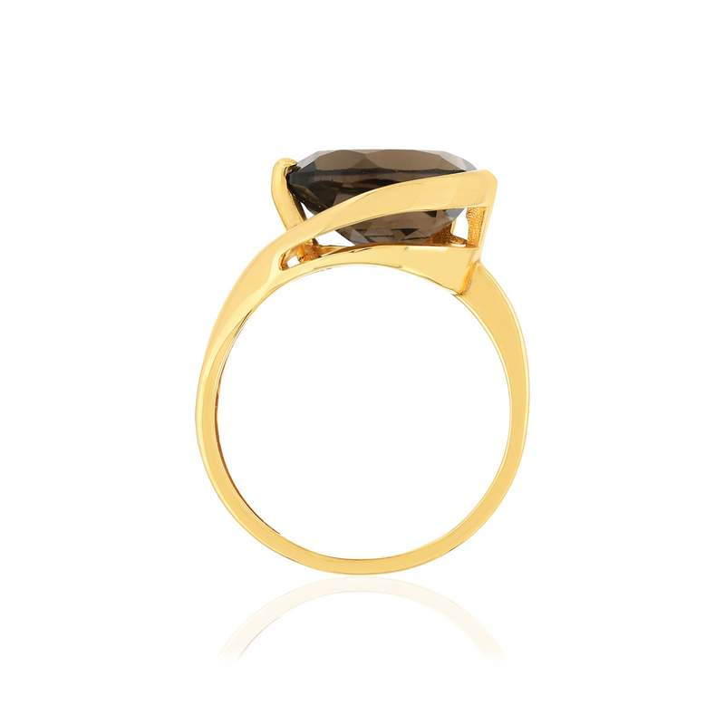 Bague or jaune 750, 1 quartz fumé 4,66 carats. - vue 2