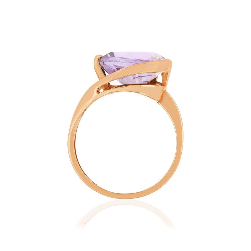Bague or rose 750, 1 améthyste de 3,26 carats. - vue 2