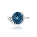 750 white gold ring, 1 treated London Blue topaz, 5 carats. - view 3