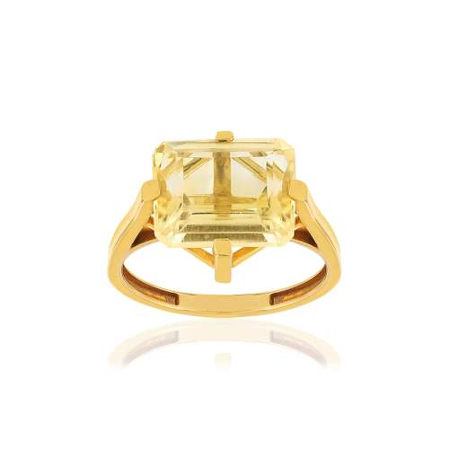 Bague or jaune 750, 1 citrine de 5 carats.