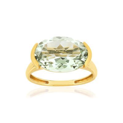 Bague or jaune 750, 1 quartz vert de 4,77 carats - vue 1