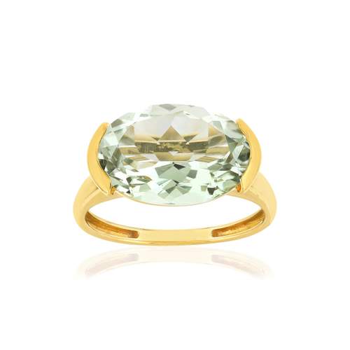 Bague or jaune 750, 1 quartz vert de 4,77 carats