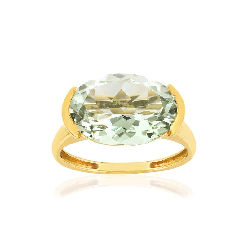 Bague or jaune 750, 1 quartz vert de 4,77 carats - vue 1